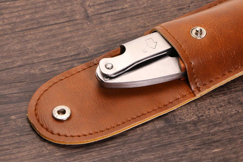 Mini Skater Professional Wine Opener Keys Natural Wood Handle Double-Hinged Stainless Steel Screw Beer Bottle Corkscrew with Leather Pouch For Bartenders Waiters Servers,1Pcs (B Style + Pouch) - Image 4